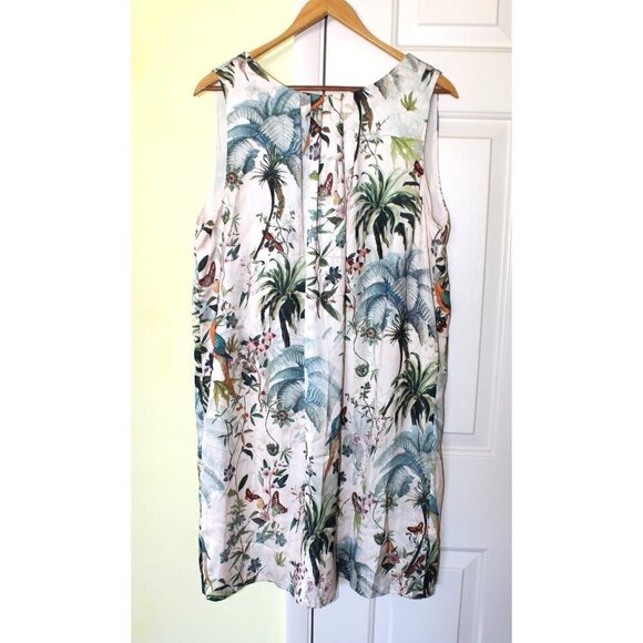 H&M summer floral Peplum tropical dress bird print macaws & butterflies Size 12 - Picture 11 of 14